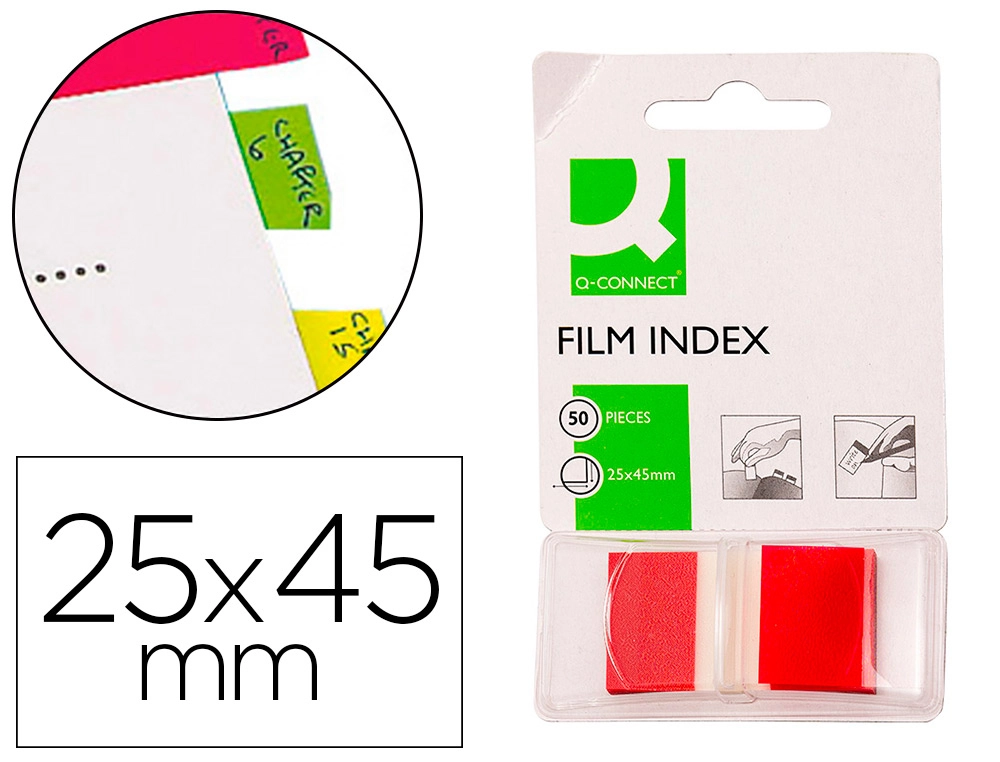 Banderitas separadoras Q-CONNECT rojas dispensador de 50 unidades