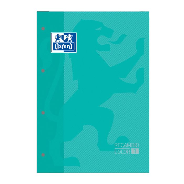 Recambio bloc OXFORD 4 taladros con tapa A4 90G 80H 5X5 ice mint