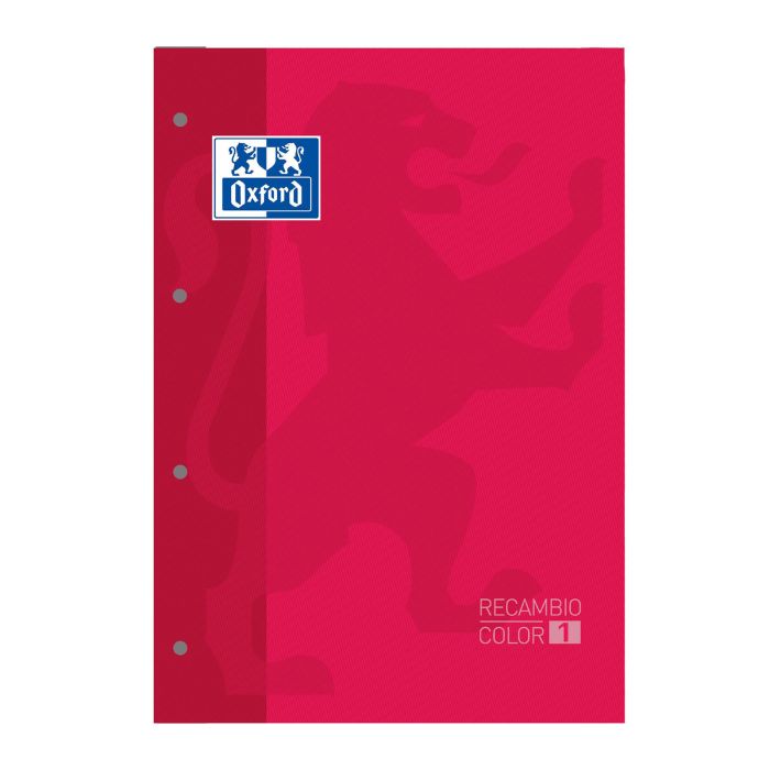 Recambio bloc OXFORD 4 taladros con tapa A4 90G 80H 5X5 rojo