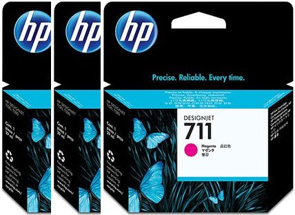 Hp 711 pack 3 cartuchoss de tinta HP711 magenta (CZ135A)