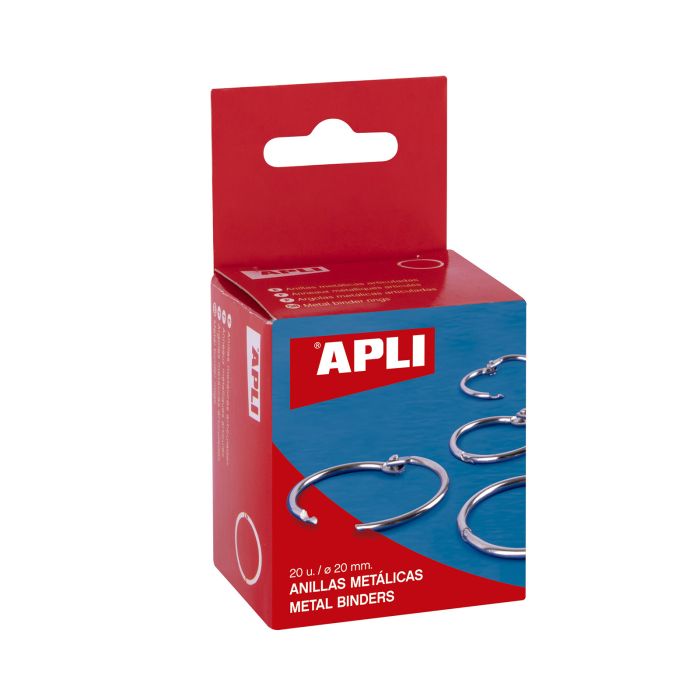 Anillas metalicas APLI 20MM plata caja 20UD