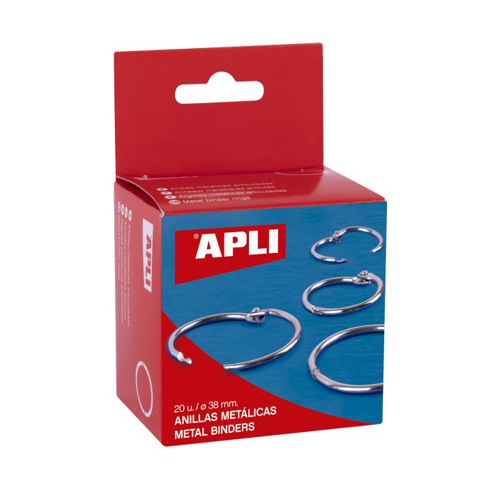 Anillas metalicas APLI 38MM plata caja 20UD