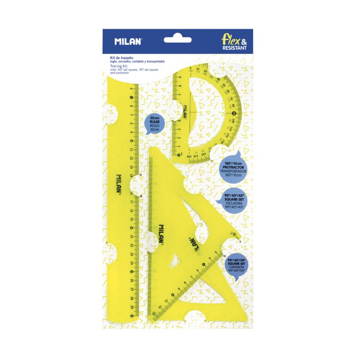 Juego reglas milan flexible 4 piezas 30CM amarillo