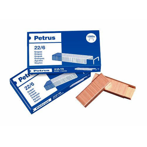 Grapas PETRUS 6 mm 30 hojas 22/6 1000 unidades