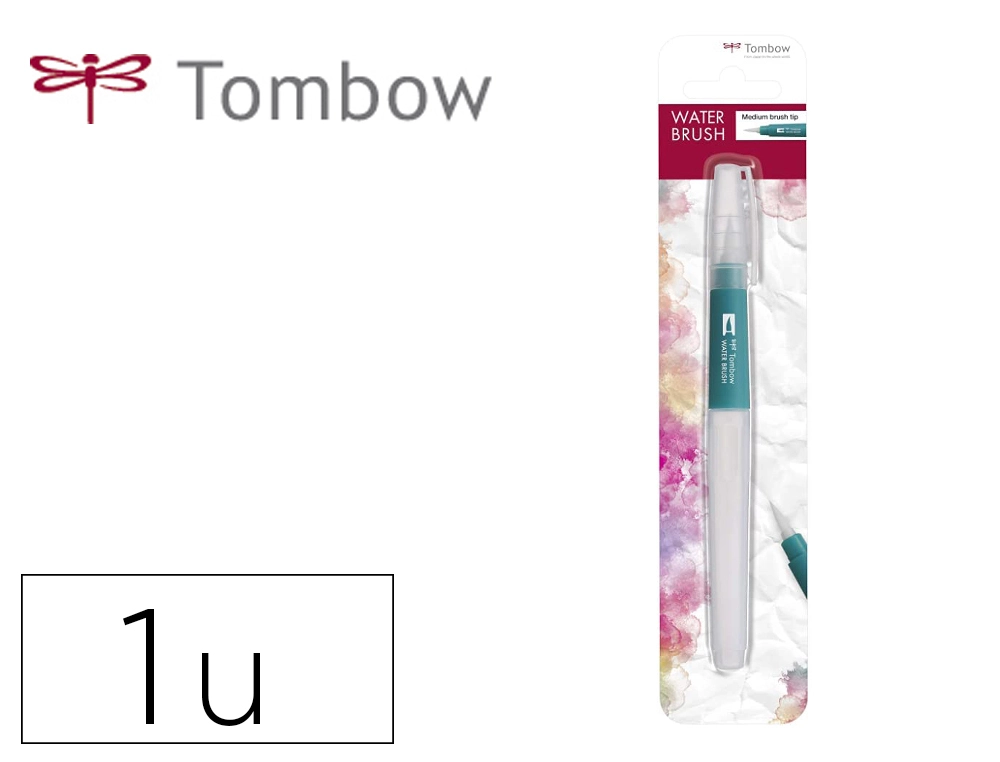 Pincel TOMBOW water brush con deposito rellenable punta media blister de 1 unidad