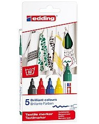 Pack 5 marcadores para textiles. EDDING 4500-5-s