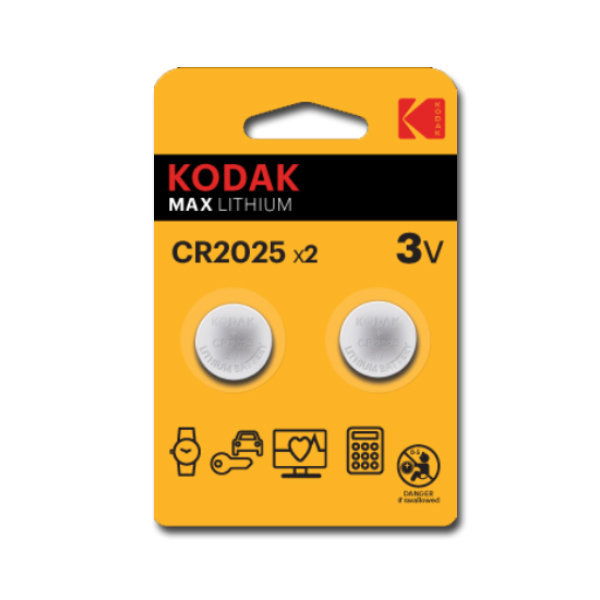 Pilas boton KODAK litio CR2025 3V 2 unidades