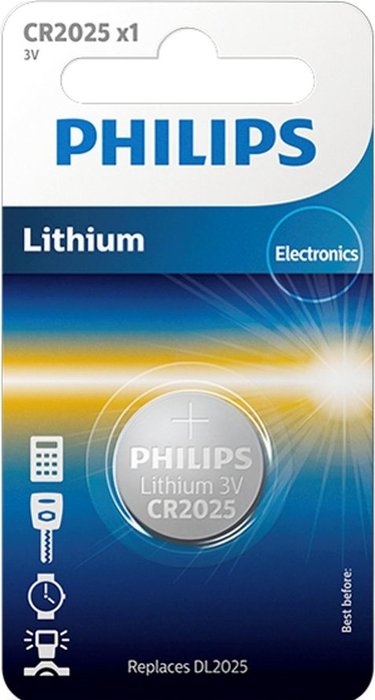 Pilas boton litio PHILIPS CR2025 3V blister 1 ud
