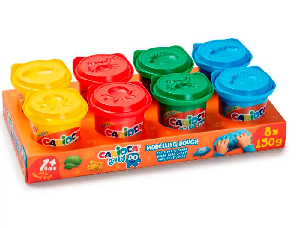 Pasta de modelar CARIOCA baby do 150 ml caja de 8 unidades colores surtidos