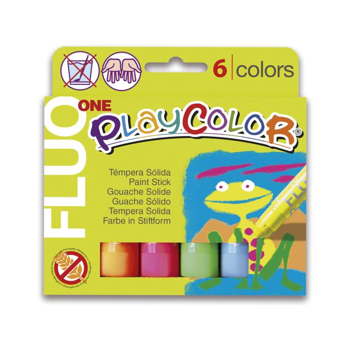 Tempera solida PLAYCOLOR fluor 6 colores 10G