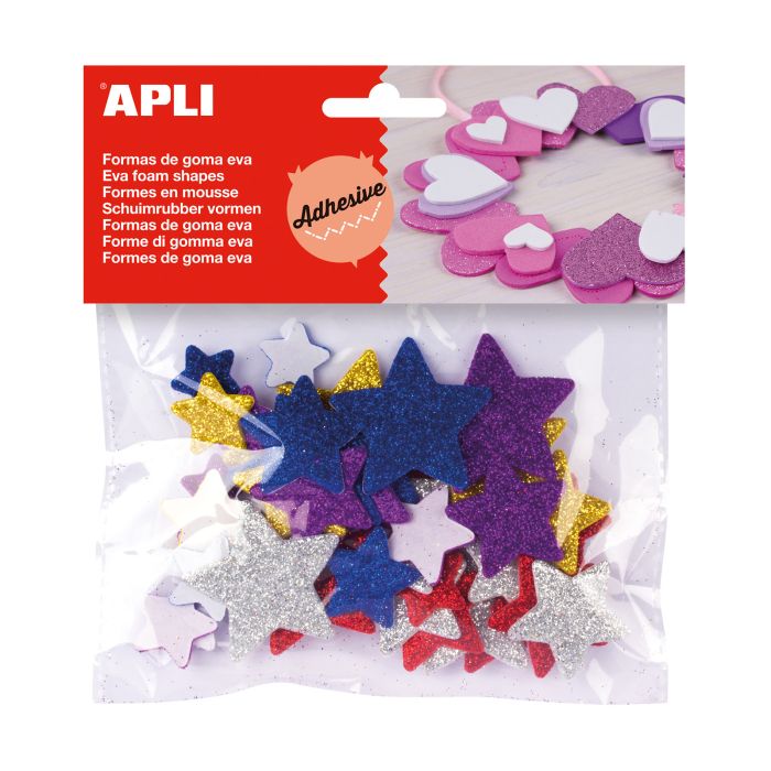 Figuras goma eva APLI estrellas adhesivas 50MM surtidas 50UD