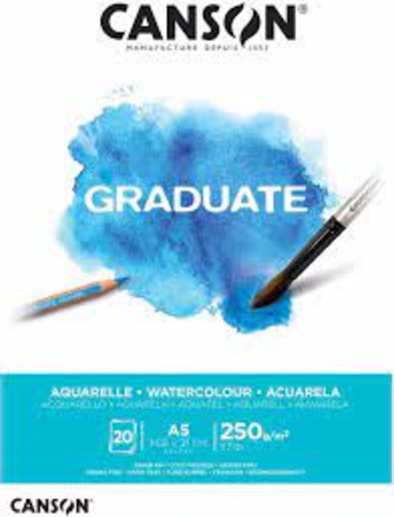 Bloc enc. CANSON 20H 14, 8X21 graduate acuarela 250G