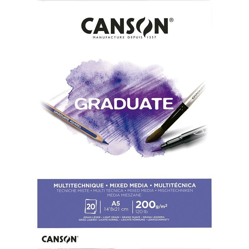 Bloc enc. CANSON graduate mix media 14, 8X212 20H 200G blanco