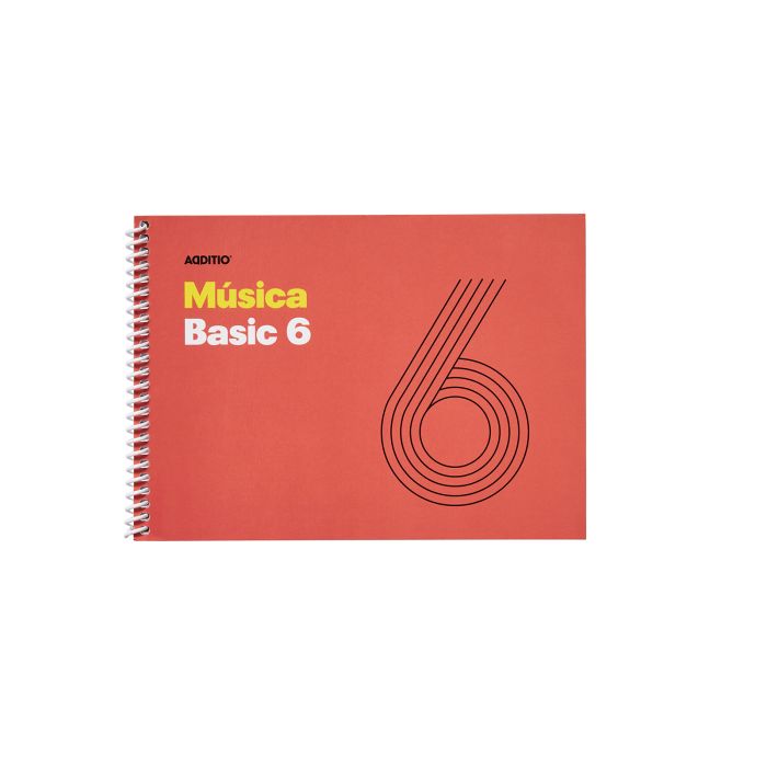 Bloc musica ADDITIO 6 pentagramas espiral basic M06 cuarto apaisado 50H