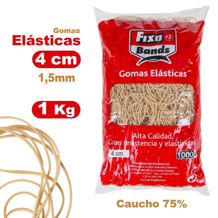 Gomas elasticas 1,5 mm x 4 cm fixo bolsa 1 kg