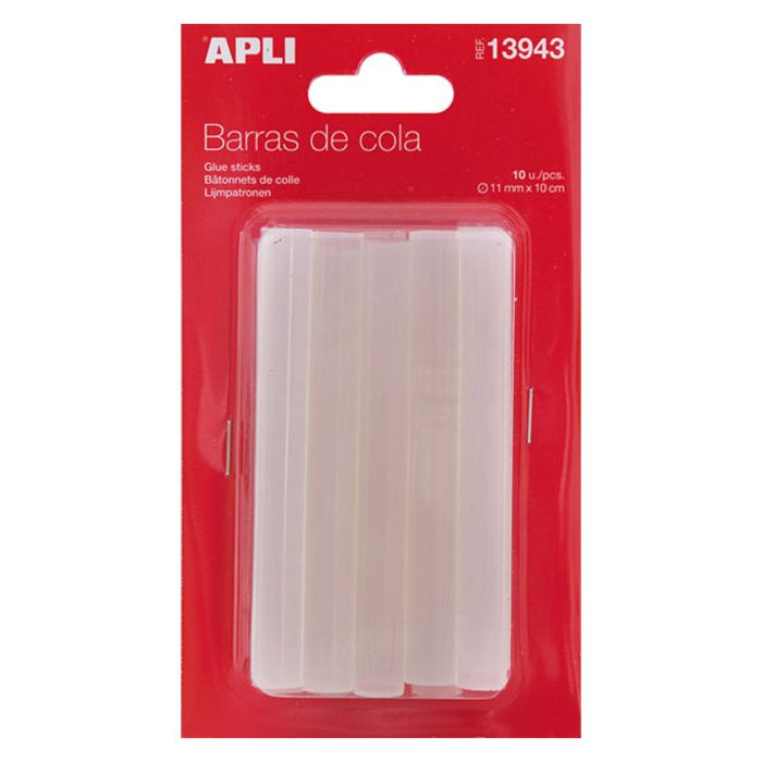 Barras silicona 11MM transparente blister 10UD