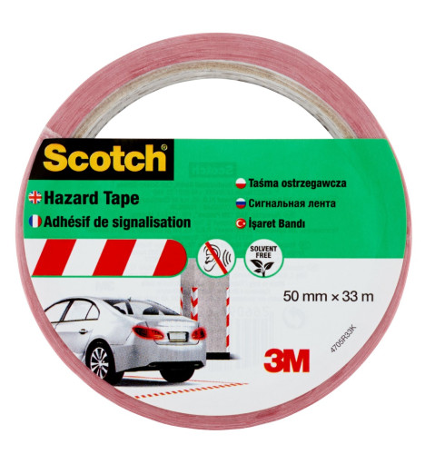 Rollo cinta adhesiva de señalización 4705 blanca y roja 50MM x 33M scotch 7100181226