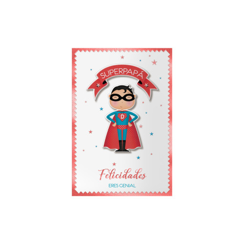 Tarjetas de felicitación papás - tamaño 11,5 x 17 cm - modelo superdad dohe 70082