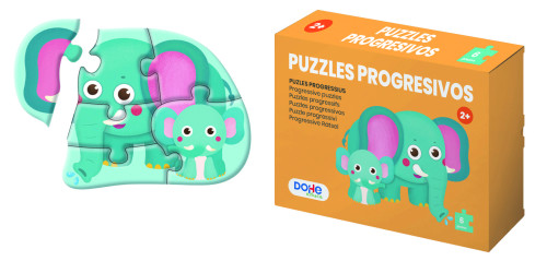 Caja 4 puzzles progresivos animales - puzzle de 6 piezas - a partir de 2 años dohe 65002