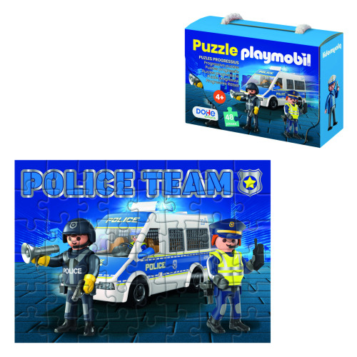 Caja de puzzle - 48 piezas - playmobil - modelo police dohe 65012