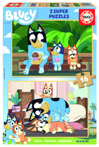 Puzzle madera bluey 2X16 piezas educa borras 19406 educa 19406