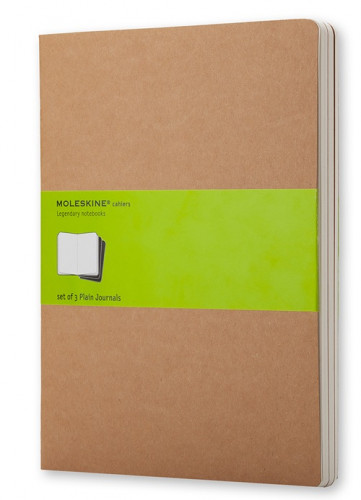Set de 3 libretas cahier marrón kraft xl (19X25CM) lisas moleskine QP423