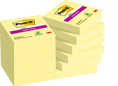 90 hojas notas adhesivas 47,6X47,6MM super sticky canary yellow caja cartón 622-12SSCY-eu post-it 7100290190