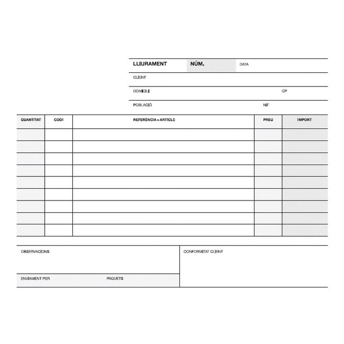 Talonario entrega 1/4 apaisado triplicado a-47 cat