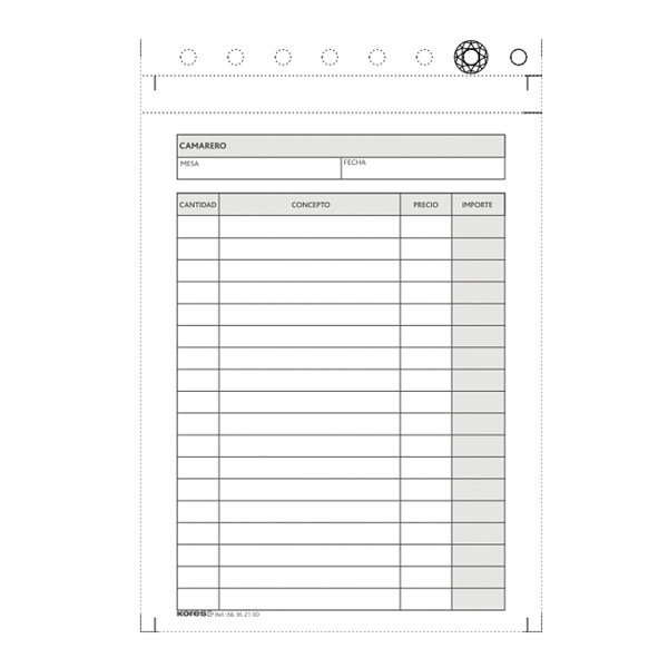 Talonario camarero bolsillo triplicado