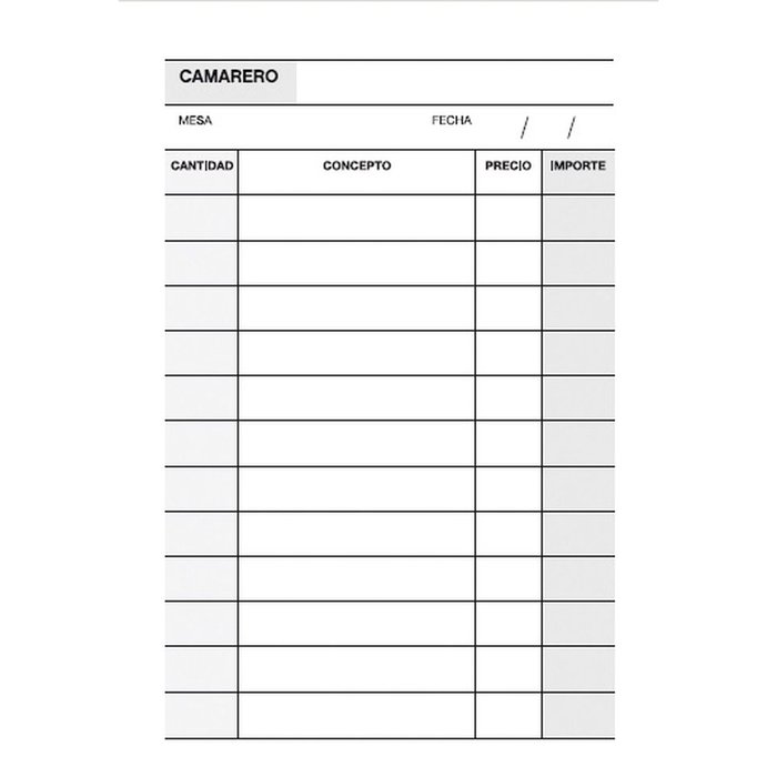 Talonario camarero bolsillo natural duplicado a-140