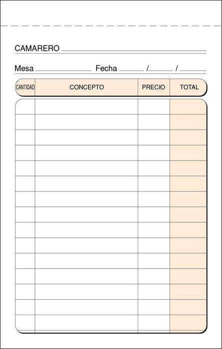 Talonario camarero bolsillo 9X14 t-141 triplicado autocopia