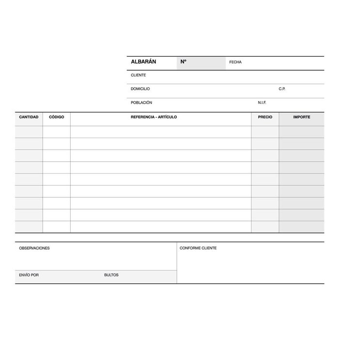 Talonario albaran 1/4 apaisado duplicado a-119