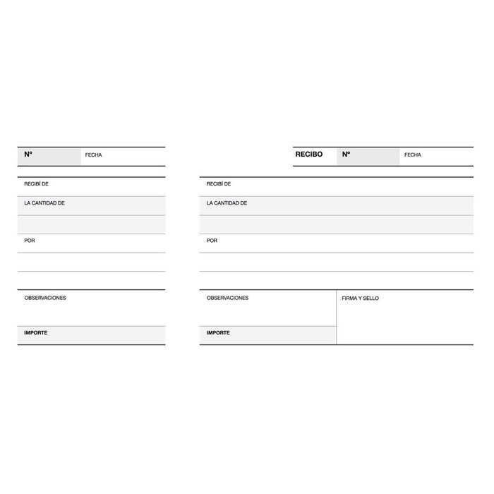 Talonario recibo 1/3 apaisado lito a-16