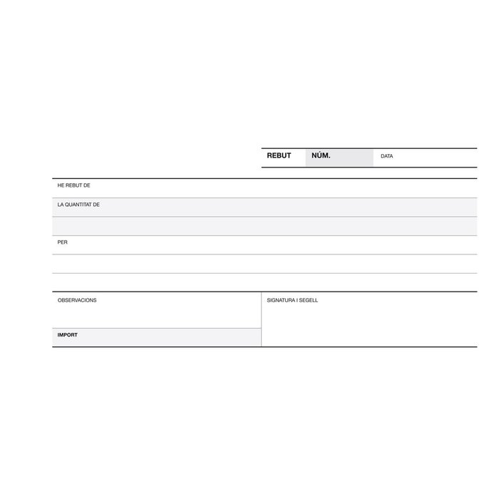 Talonario recibo 1/3 apaisado duplicado a-60 cat