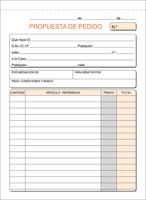 Talonario pedidos 4º t-72 natural triplicado autocopiante