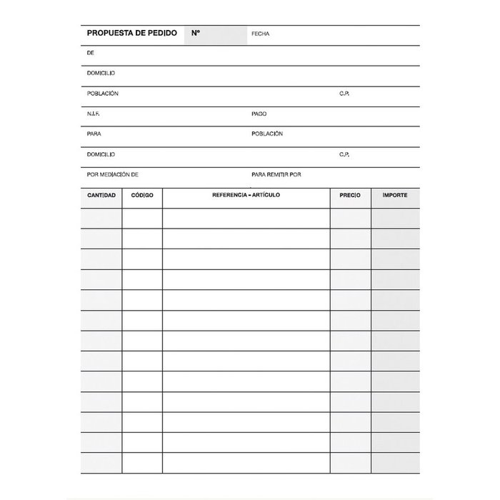 Talonario pedido 1/4 natural lito a-27