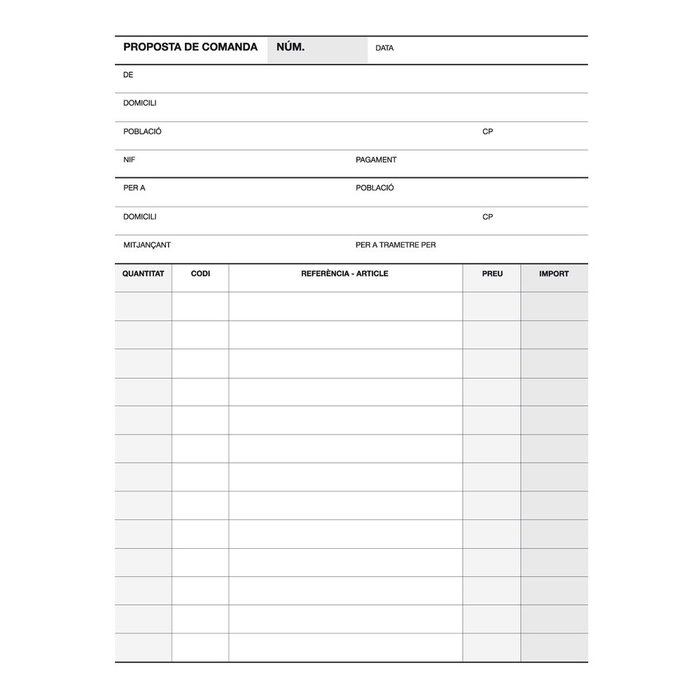 Talonario pedido 1/4 natural duplicado a-71 cat