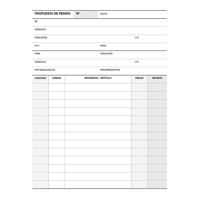 Talonario pedido 1/4 natural duplicado a-71