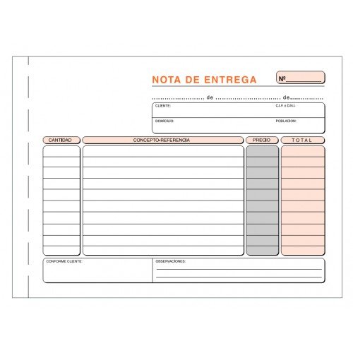 Talonario entregas 4º apaisado sin copia T26 100 hojas