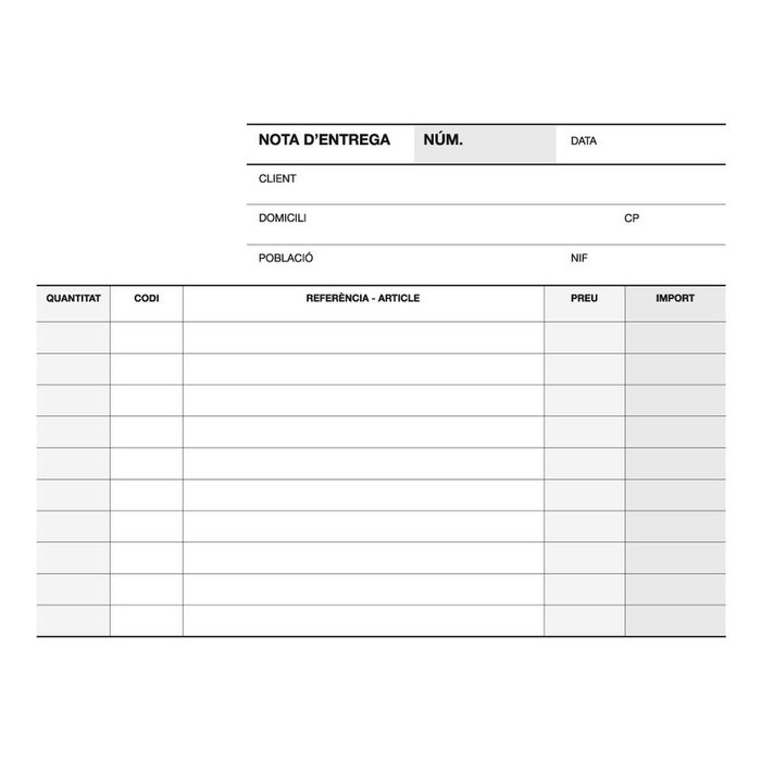 Talonario entrega 1/8 apaisado duplicado a-79 catalan
