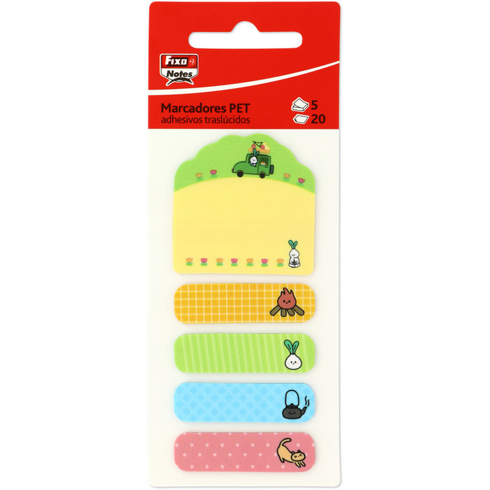 Pack 5 marcadores banderitas diseños variados fixo 20H