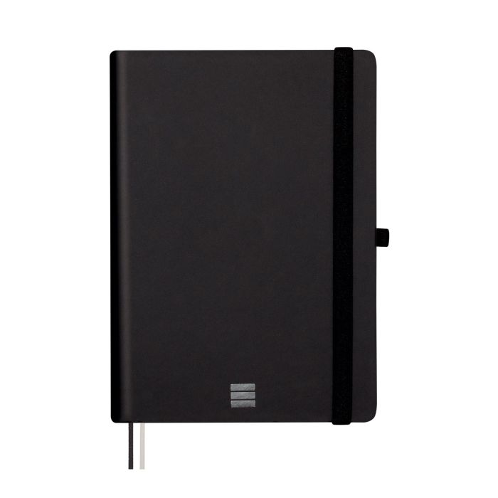 Cuaderno finocam poliuretano nexo con goma A5 80G 72H liso negro