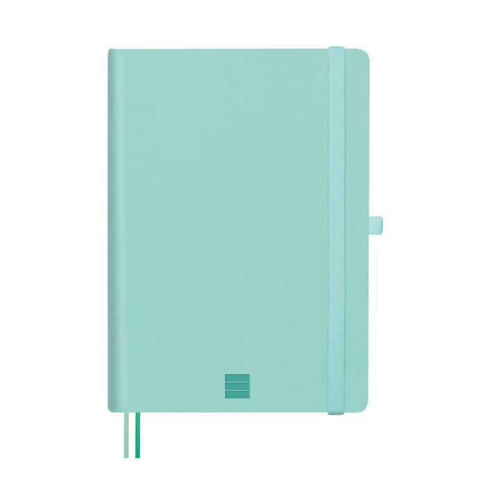 Cuaderno finocam poliuretano nexo con goma A5 80G 72H liso turquesa
