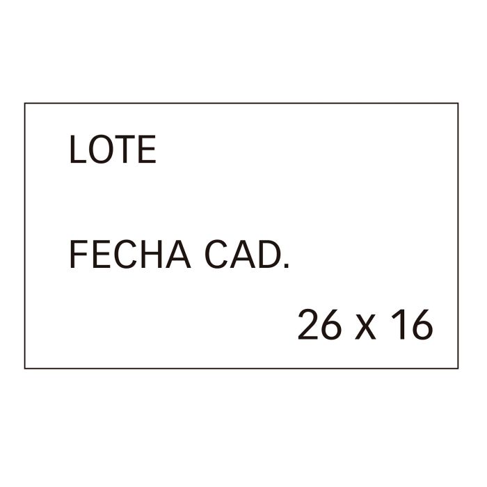 Rollo etiquetadora apli fecha 26X16 blanco paquete 6UD