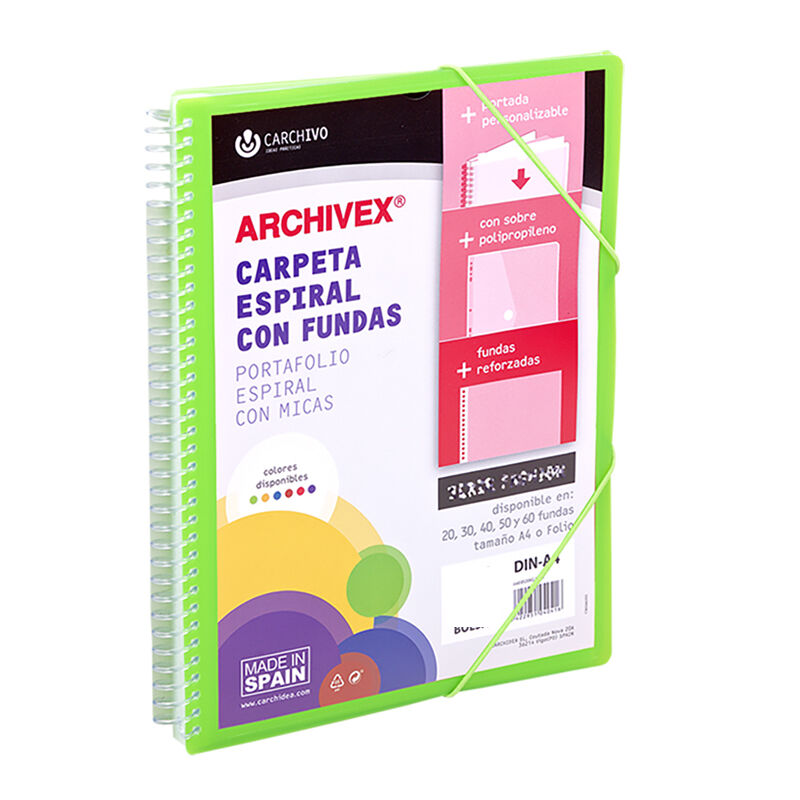 Carpeta archivex-star espiral canguro 50 fundas verde claro