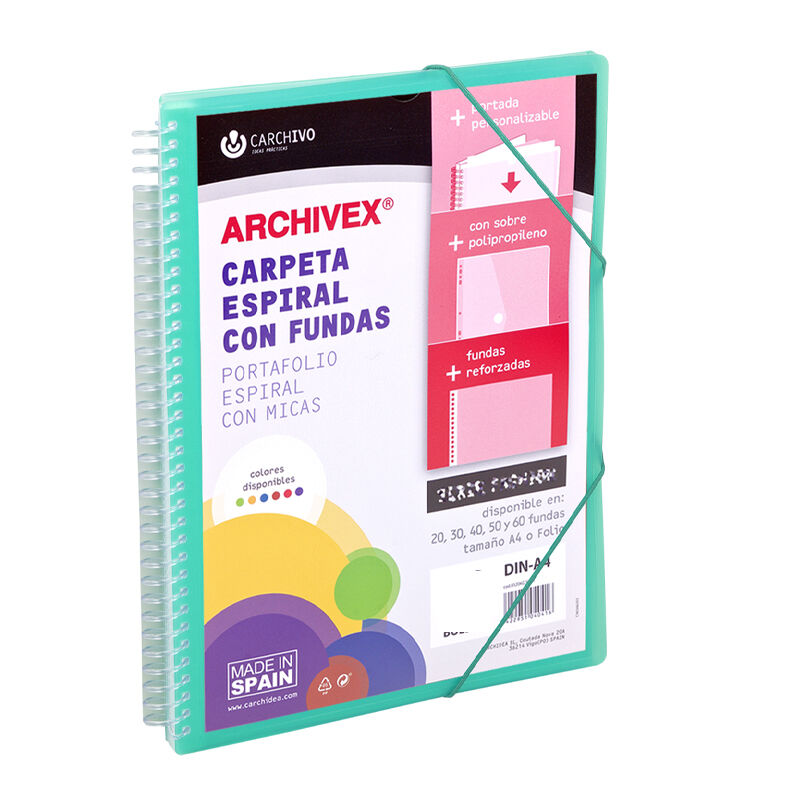 Carpeta archivex star espiral 40 fundas verde