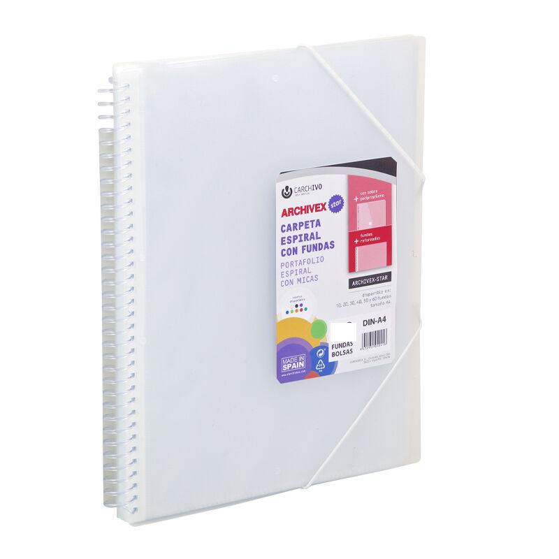 Carpeta archivex star espiral 40 fundas incoloro