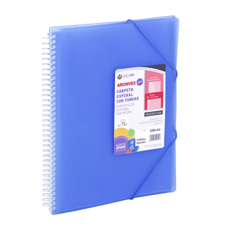 Carpeta archivex-star espiral 30 fundas azul  r: 53023050