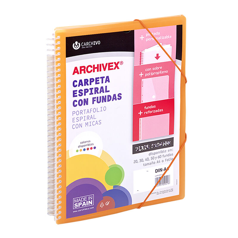 Carpeta archivex-star espiral canguro 20 fundas naranja