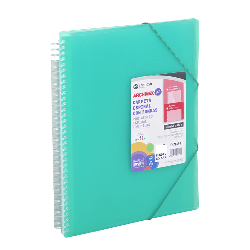 Carpeta archivex-star espiral 20 fundas verde  r: 53022054